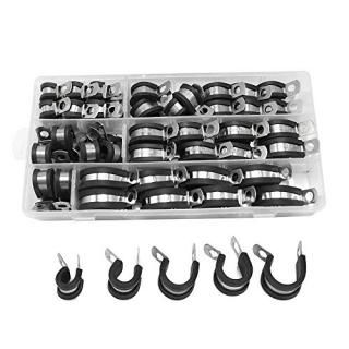 50 Pieces Pipe Clamps 5 Sizes of Cable Clamp Assortment Kit 304 Stainless Steel 