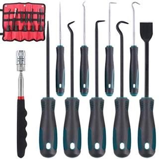 Glarks 10 In 1 Heavy Duty Hook and Pick Set 9Pcs Precision Scraper Hook and Pick