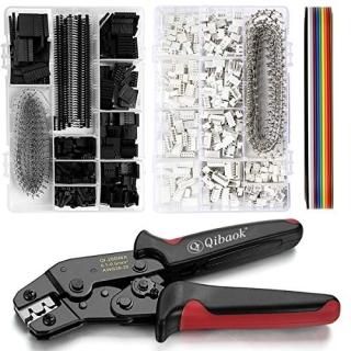Qibaok Crimping Tool Kit Ratcheting Crimper with 1550PCS 2.54mm Dupont Connector