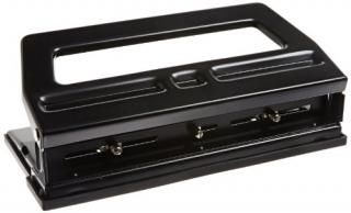School Smart Black Steel Heavy-Duty 3 or 2-Hole Punch - 038174
