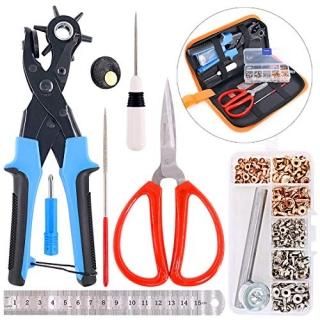 Swpeet 8Pcs Leather Hole Punch Plier with Grommet Eyelets Kit Professional Punch