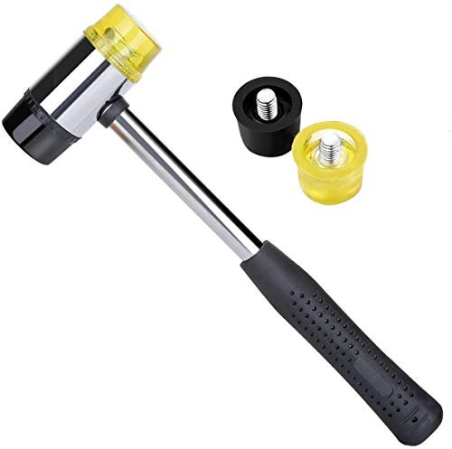 Rubber Mallet Hammer 0.98 Inch Nonslip Grip Dual Mini Rubber and Nylon Head  Face