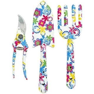 Southern Homewares Floral Design Gardening Tools Set of 3 Clippers Trowel and We