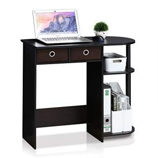Furinno Go Green Home Laptop Notebook Computer Desk/Table with 2 Bin Drawers Dar