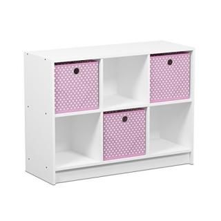 Furinno Basic 3x2 Bookcase Storage w/Bins White/Pink 99940WH/LPI
