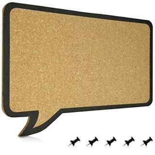 Navaris Cork Board Bulletin Board - Rectangular Speech Bubble Design 11 x 17 in 