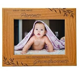 Only The Best Parents get Promoted to Grandparents - Engraved Natural Wood Photo