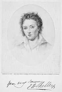 Percy Bysshe Shelley N1792-1822 English Poet Wood Engraving Late 19Th Century Af