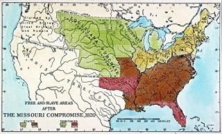 Missouri Compromise 1820 Nmap Of The United States Showing The Free And Slave St