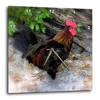 3dRose DPP_7769_1 King Rooster Wall Clock 10 by 10