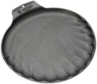 Outset 76378 Scallop Cast Iron Grill and Serving Pan  Black