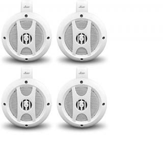 Lanzar Upgraded 4 Two-Way Boat Speakers Marine Amplifier 4 Channel Mountable Wat