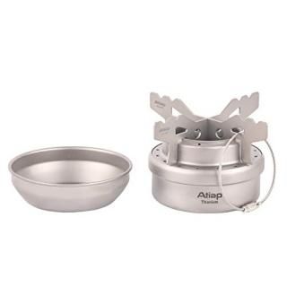 ATiAP Alcohol Stove Titanium Portable Camping Backpacking Hiking Stove with Cros