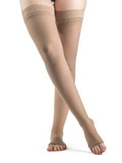 Sigvaris EverSheer 782NSSO33 20-30 Mmhg Open Toe Small Short Thigh Hosiery For W