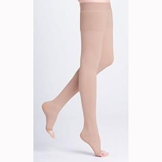 500 Natural Rubber 40-50 mmHg Open Toe Unisex Thigh High Sock with Grip-Top Size