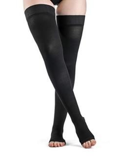 Sigvaris Access 972NSSO99 20-30 mmHg Unisex Open Toe Thigh Highs Black Small and