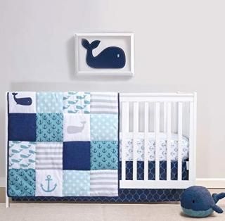 The Peanutshell Nautical Crib Bedding Set for Baby Boys or Girls  3 Piece Nurser