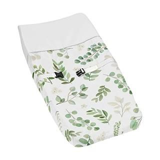 Sweet Jojo Designs Floral Leaf Girl Baby Nursery Changing Pad Cover - Green and 