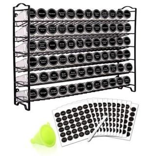 SWOMMOLY Spice Rack Organizer with 72 Empty Square Spice Jars 340 Spice Labels w