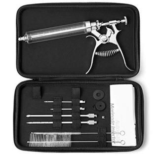 J&B Goods Professional Automatic BBQ Meat Marinade Injector Gun Kit with Case 2 