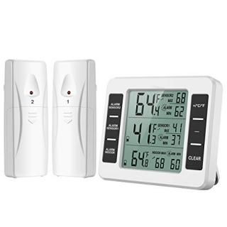 ORIA Refrigerator Thermometer Indoor Outdoor Thermometer with 2 Wireless Sensors