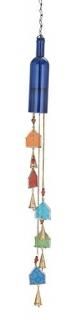 Deco 79 41441 Eclectic Bottle and Pentagons Windchime 3W x 41H Gold Blue Red Gre