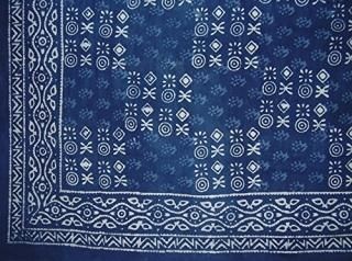 Veggie Dye Block Print Tapestry Cotton Bedspread 280cm x 280cm King Indigo Blue