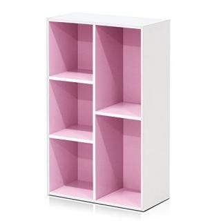 Furinno 11069 5-Cube Reversible Open Shelf White/Pink