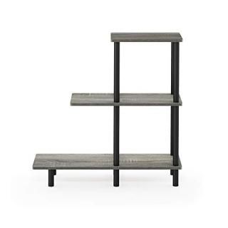Furinno Turn-N-Tube 3-Tier Sofa Side Table Tall French Oak Grey/Black 141