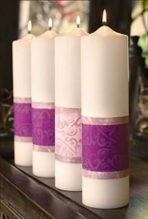 Candle??Advent Pillars??Emmanuel??3?x??12??3?Purp / 1?Pnk