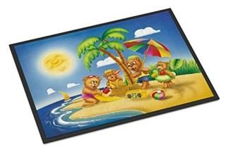 Caroline's Treasures APH0375JMAT Bears Playing at The Beach Indoor or Outdoor Ma