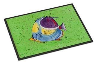 Caroline's Treasures 8574MAT Tropical Fish on Green Indoor or Outdoor Mat 18x27 