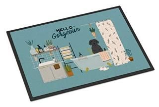 Caroline's Treasures Black Labrador in Bathtub Indoor or Outdoor Mat 18x27 doorm