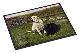 Caroline's Treasures FRF0018JMAT Yellow and Black Labradors Indoor or Outdoor Ma