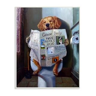 Stupell Industries Dog Reading The Newspaper On Toilet 򤤳ɾġ10 x 15ƥL