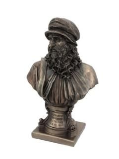 Italian Renaissance Artist Leonardo Da Vinci Figurine 9 1/8 Inch Bronze Resin St