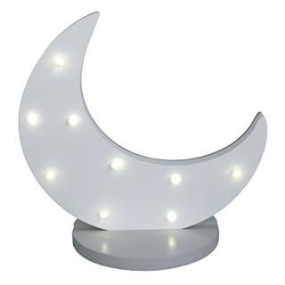 NoJo Moon Shaped Lighted Nursery Decor White/Grey