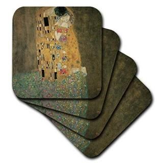 set-of-4-Ceramic - 3dRose cst_127171_3 The Kiss by Gustave Klimt Ceramic Tile Co