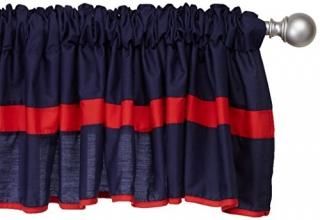 Baby Doll Bedding Solid Stripe Window Valance Navy/Red