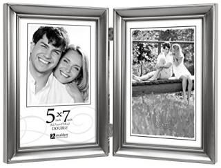 Malden International Designs Concourse Pewter Metal Hinged Picture Frame Double 