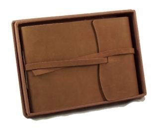 Rustic Genuine Leather Photo Album with Gift Box - Scrapbook Style Pages - Holds