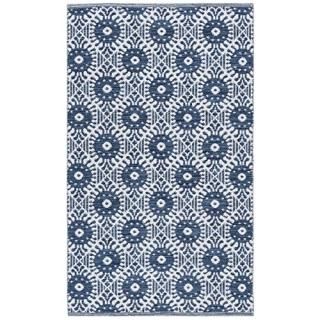 Safavieh Montauk Collection MTK612C Handmade Cotton Area Rug 3' x 5' Navy / Ivor