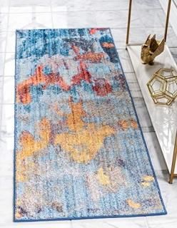 Unique Loom Downtown Collection by Jill Zarin Abstract Modern Cool Watercolor Pa