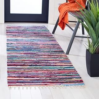 Safavieh Rag Rug Collection RAR128G Handmade Boho Stripe Cotton Runner 2'3 x 8' 