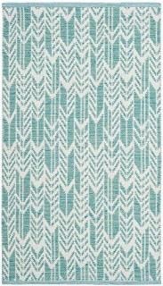 Safavieh Montauk Collection MTK609H Handmade Cotton Runner 2'3 x 7'  Aqua / Ivor