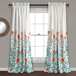 Aprile Room Darkening Window Curtain Orange/Turquoise 52x84+2 Set
