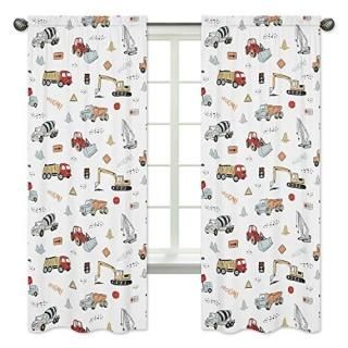 Sweet Jojo Designs Construction Truck Window Treatment Panels Curtains - Set of 