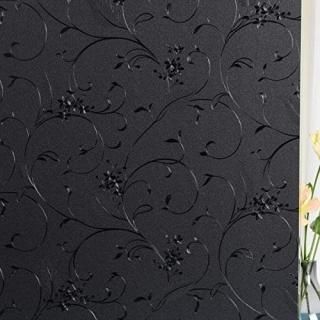 Etched Flowers Total Blackout Privacy Window Film100% Light Blocking Glass Door 