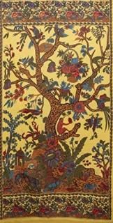 Tree of Life Tab Top Curtain-Drape-Door Panel-Mustard