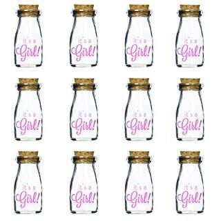 Kate Aspen 12 Piece Vintage Milk Favor Jar It's a Girl/Pink by Kateaspen